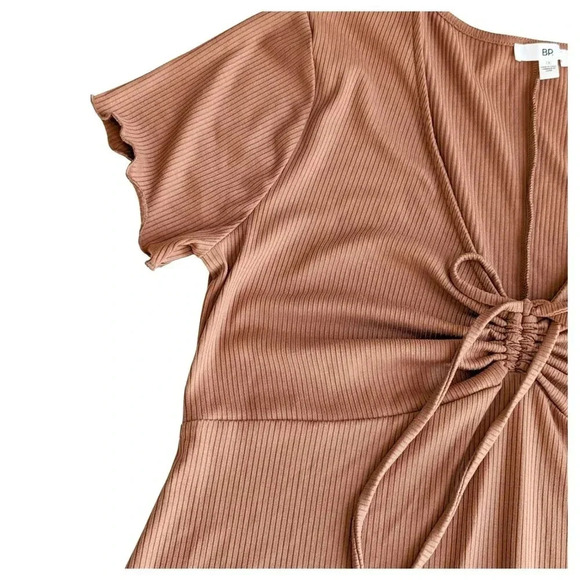 BP Mocha Ribbed Lettuce Trim Mini Dress Size 1X - Picture 5 of 8